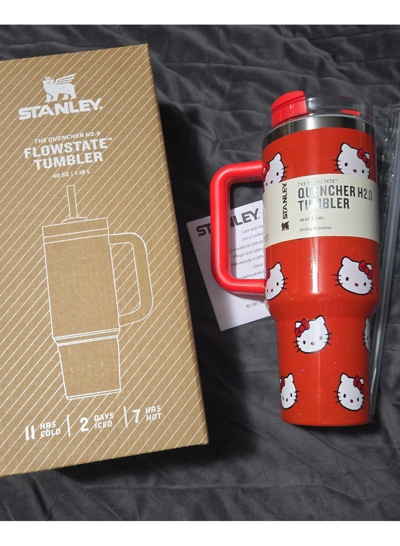 Stanley Hello Kitty  Tumbler 40 Oz Quencher H2.0 FlowState Pink - Image 5